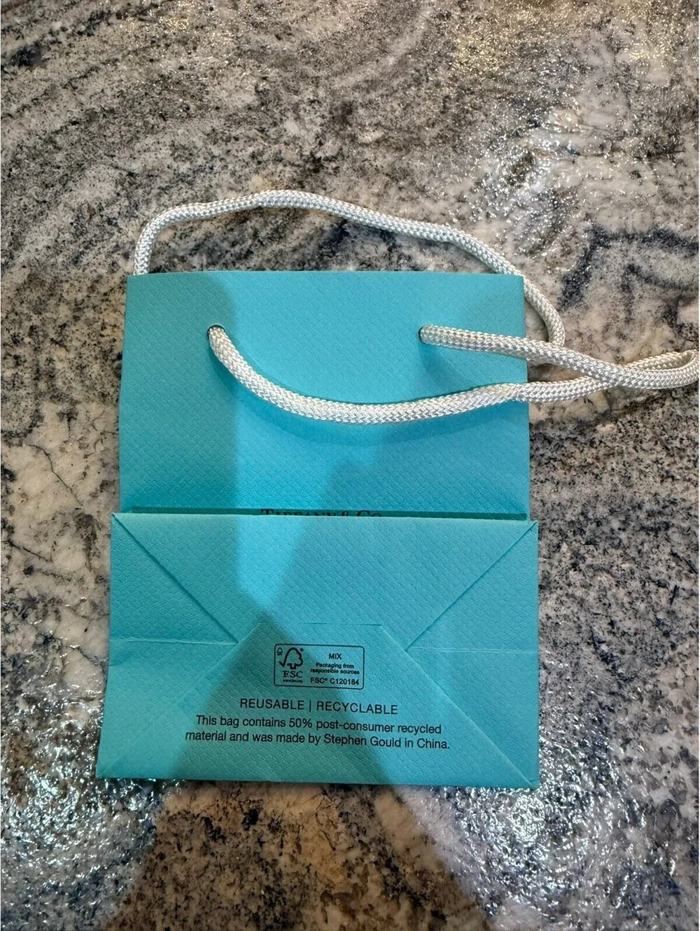 Tiffany & Co. Small Blue Gift Bag with White Rope Handles